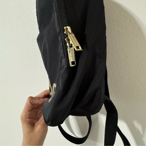 Adidas Mini Backpack Black Gold-8x10.5”x4” - Picture 4 of 10
